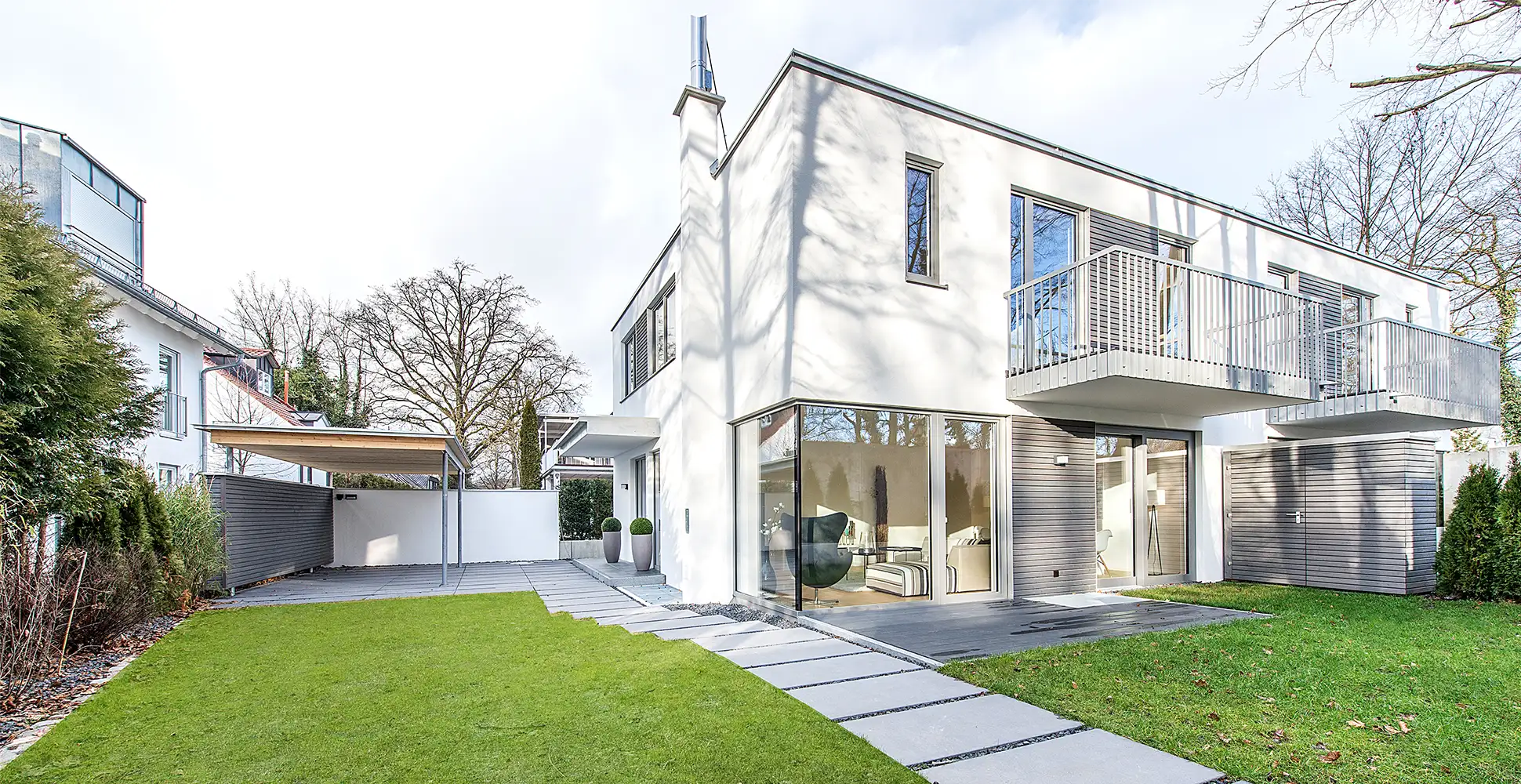 Neubau Doppelhaus mit Carport
